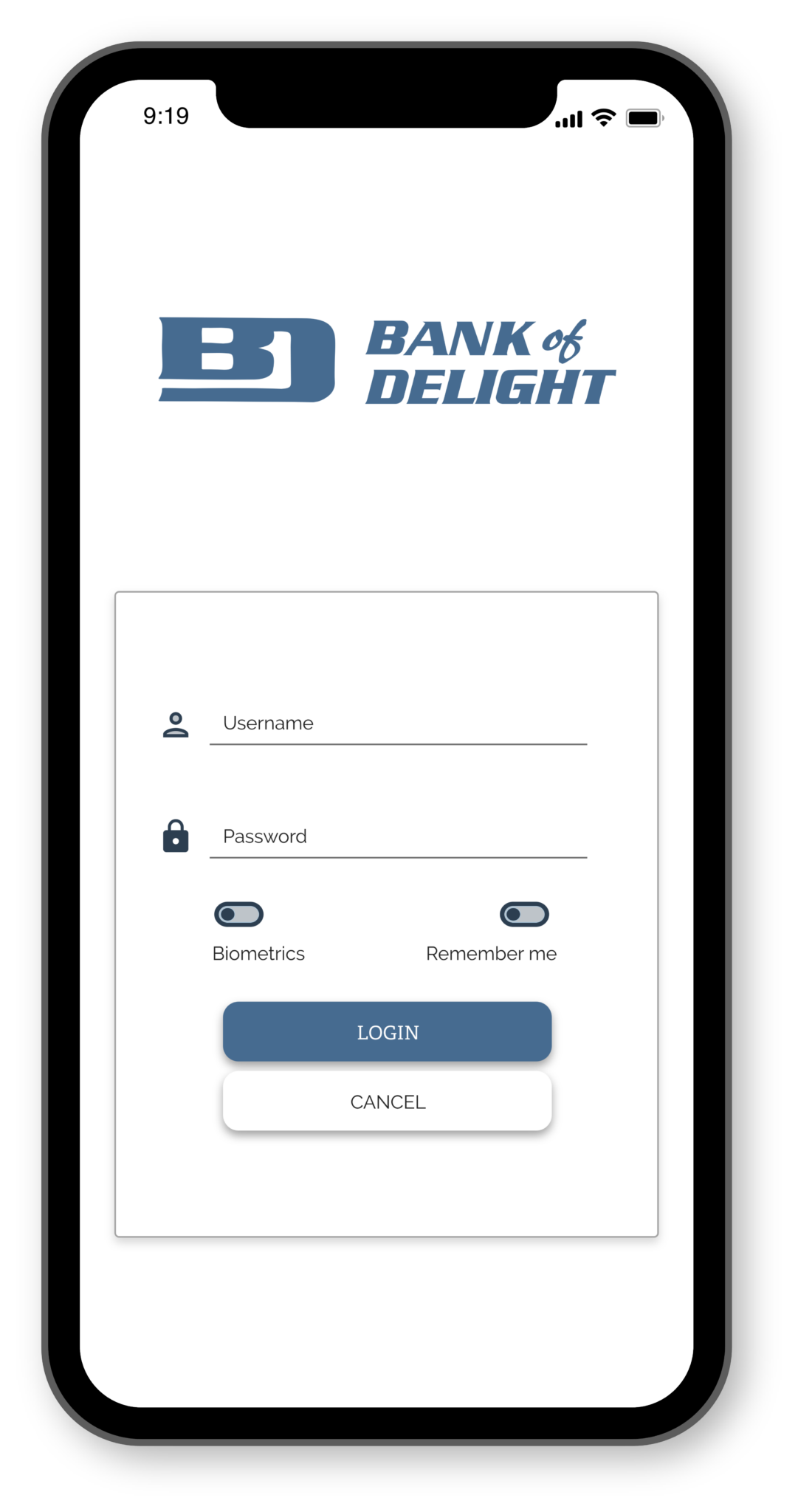 Online Banking Bank of Delight